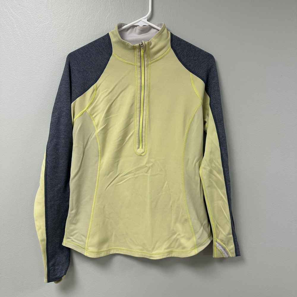 Lululemon Reversible Half Zip Pullover Lime Green Grey White Blue *flawed